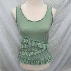 Mint green ruffle tank top by Anthropologie